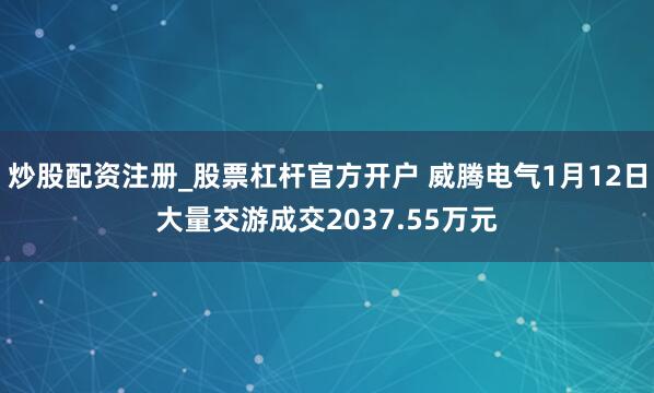 炒股配资注册_股票杠杆官方开户 威腾电气1月12日大量交游成交2037.55万元